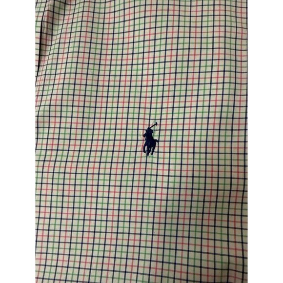 Ralph Lauren Mens XXL Button-Down Plaid Shirt Green/Red Checkered Long Sleeve Co - Picture 2 of 6